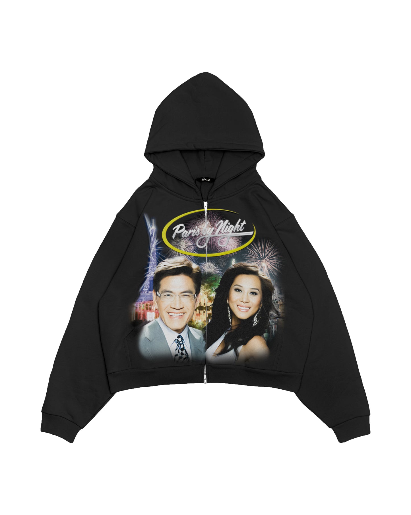 PARIS BY NIGHT ZIP-UP HOODIE - BLACK