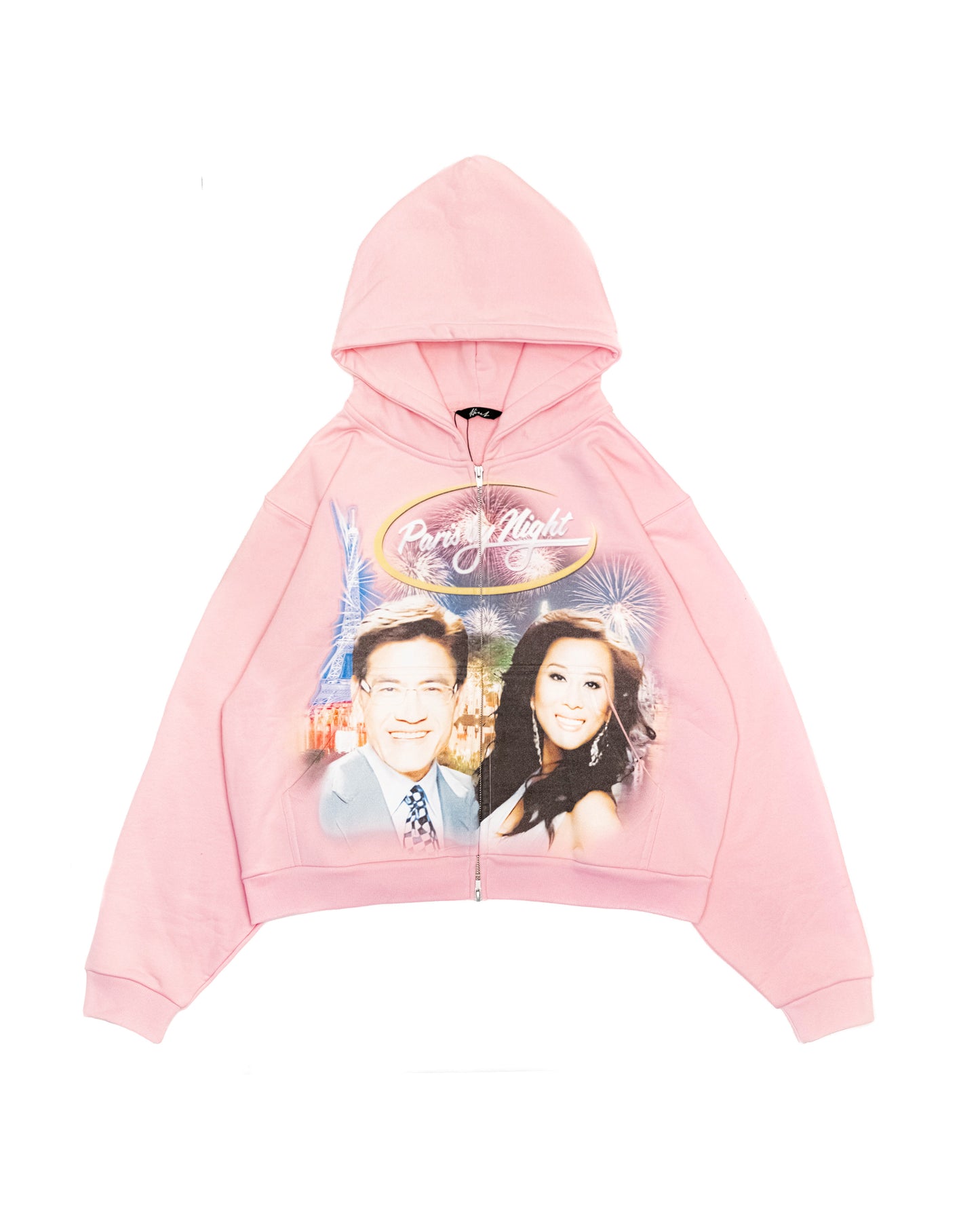 PARIS BY NIGHT ZIP-UP HOODIE - PINK