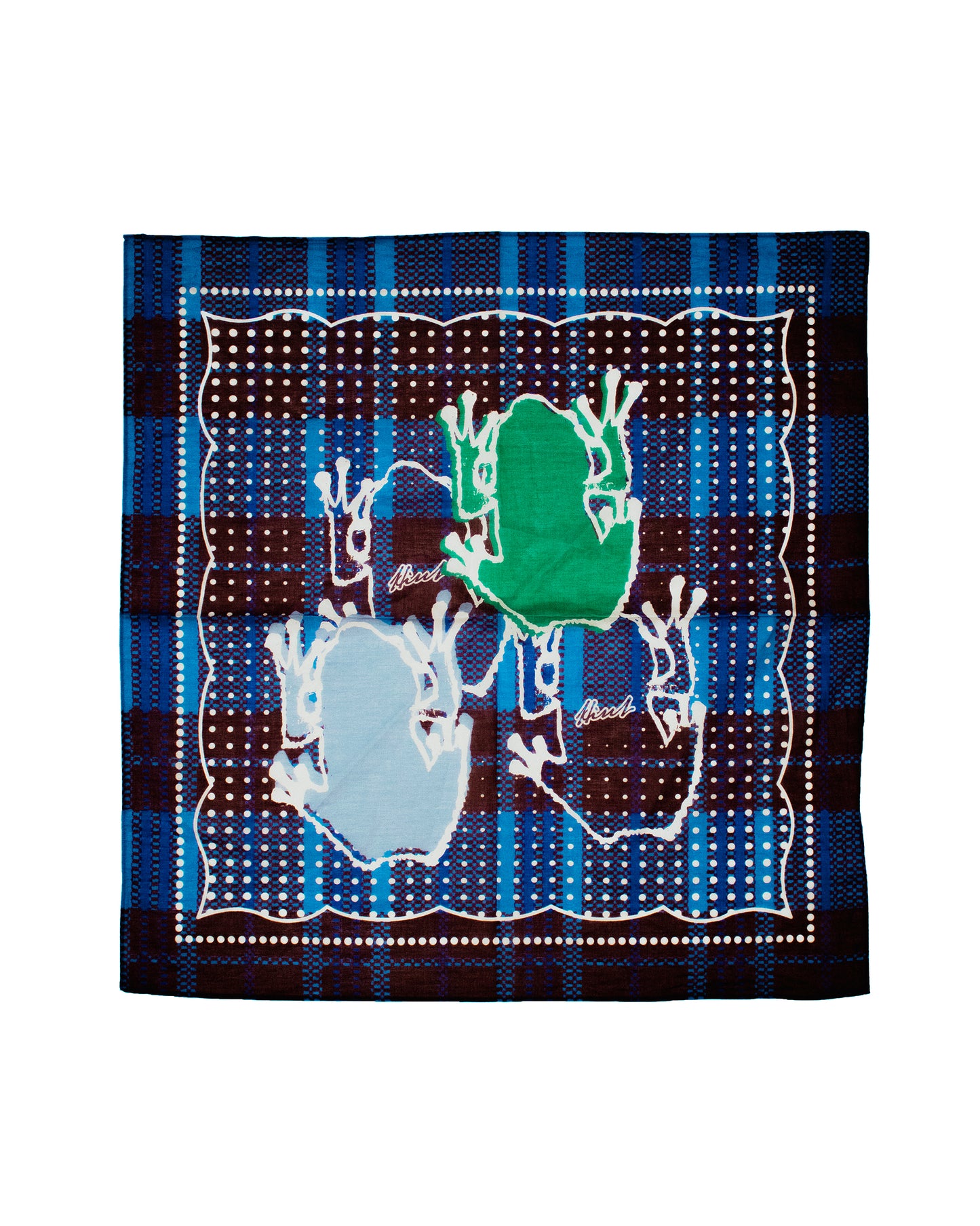 MINI FROGS PLAID BANDANA BLUE