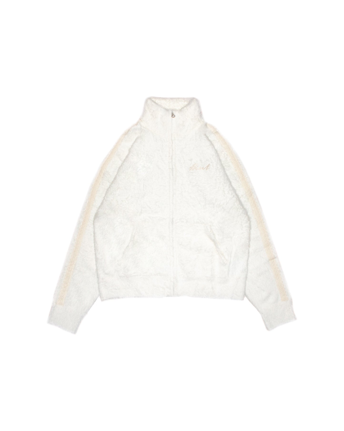 LACED SHAGGY TRACK TOP - WHITE