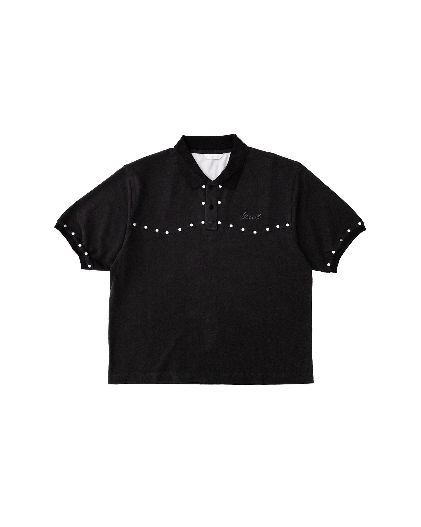 STUDDED POLO - GREY