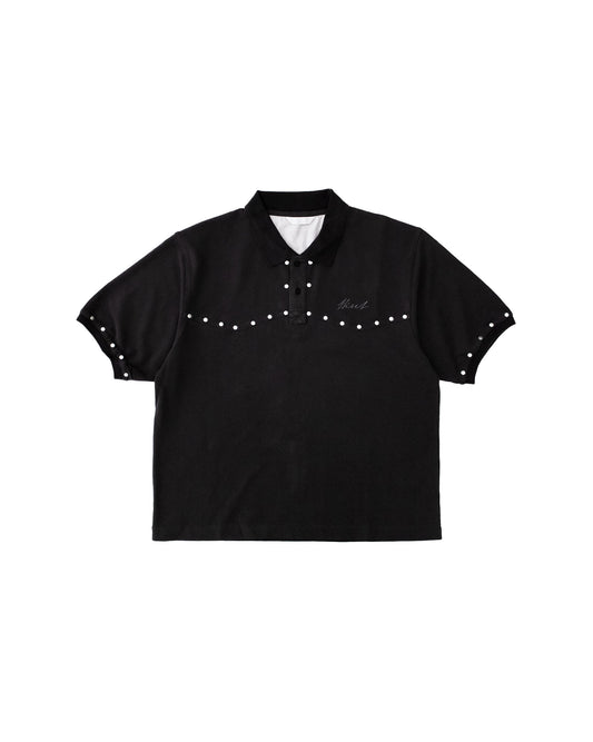 STUDDED POLO - GREY